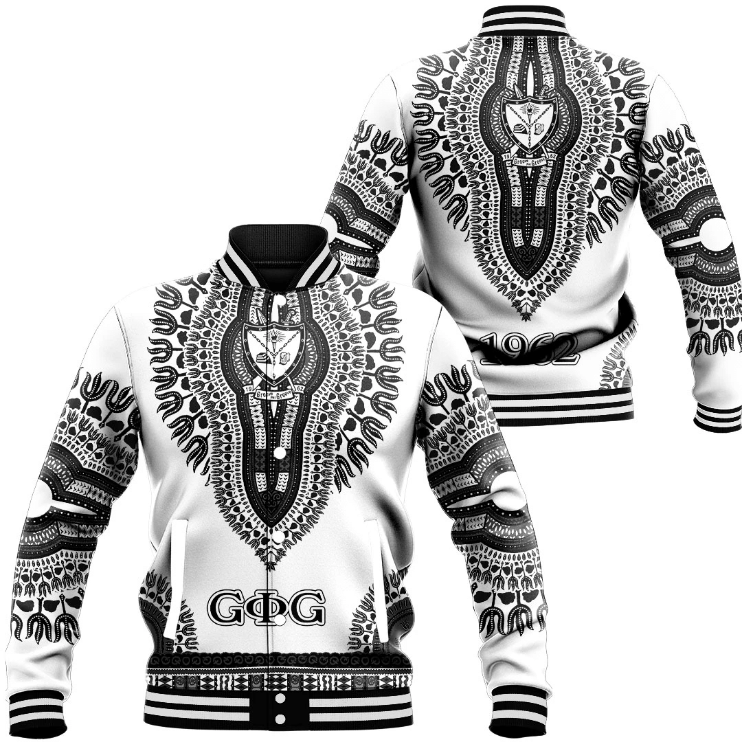 Getteestore Jacket – Groove Phi Groove Dashiki (White) Baseball Jackets A31