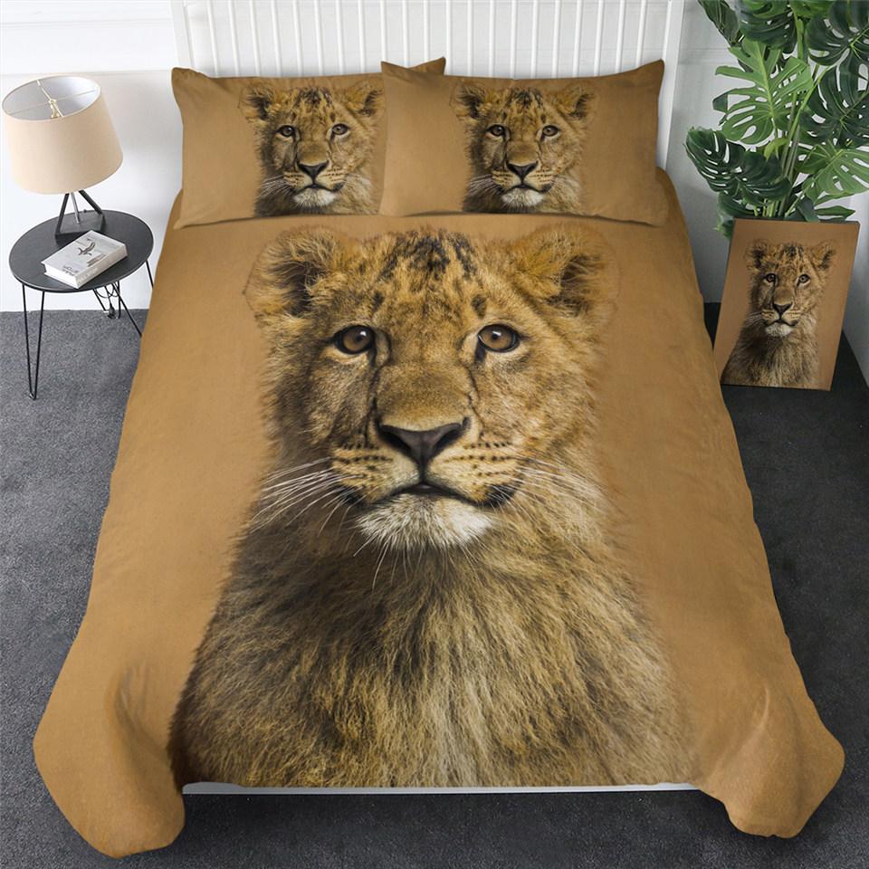 3D Lion Cub Mugshot Bedding Set