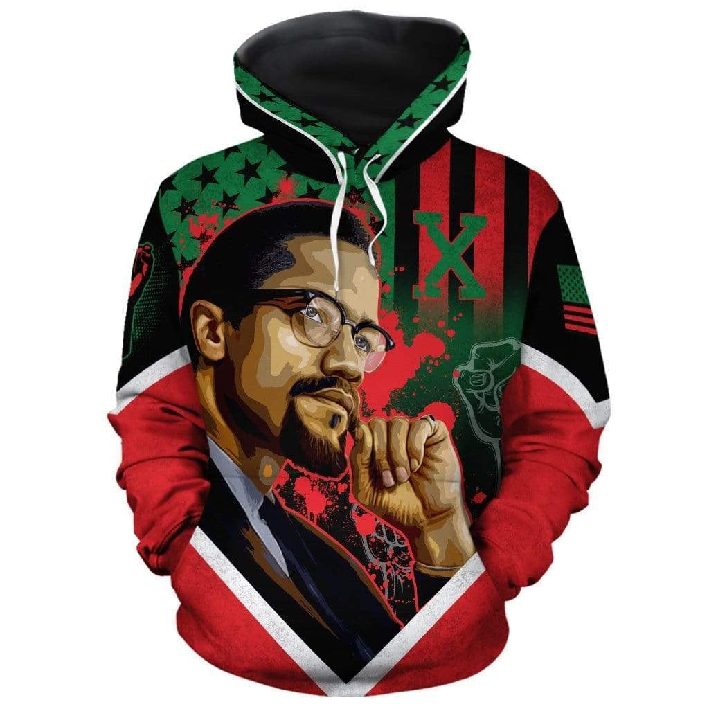 Wonderprint Hoodie – African American Flag Malcolm X Hoodie