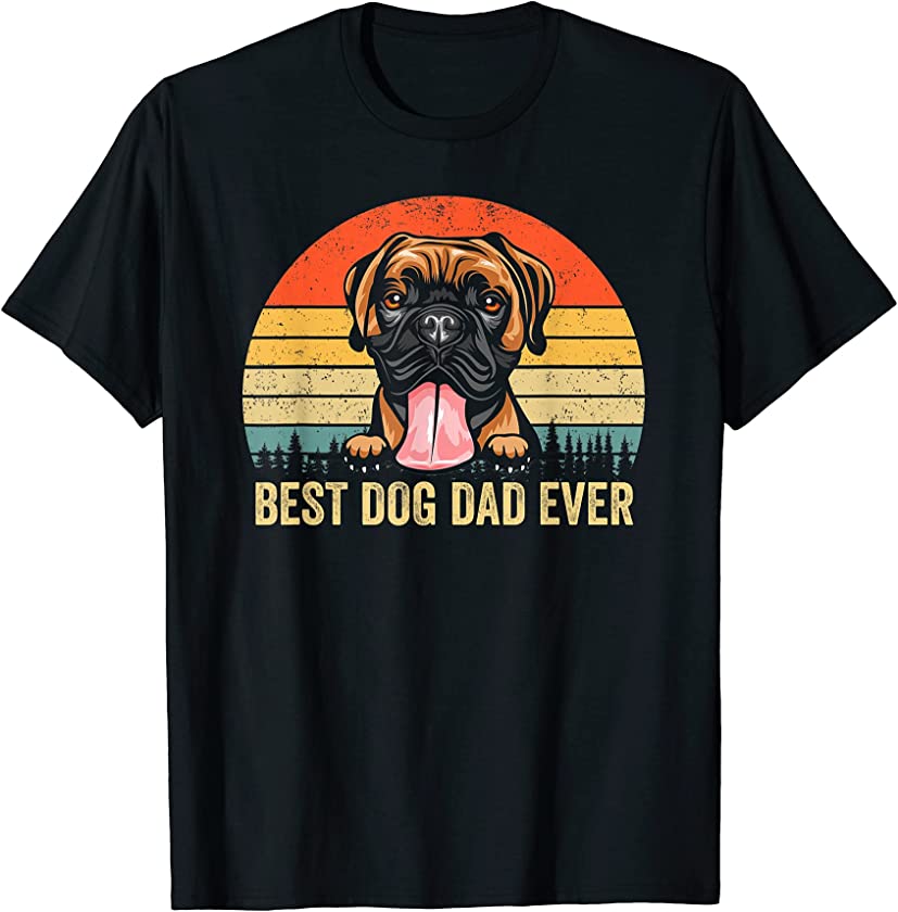 Boxer Dad Best Dog Dad Ever Vintage Dog Dad Father’s Day T-Shirt