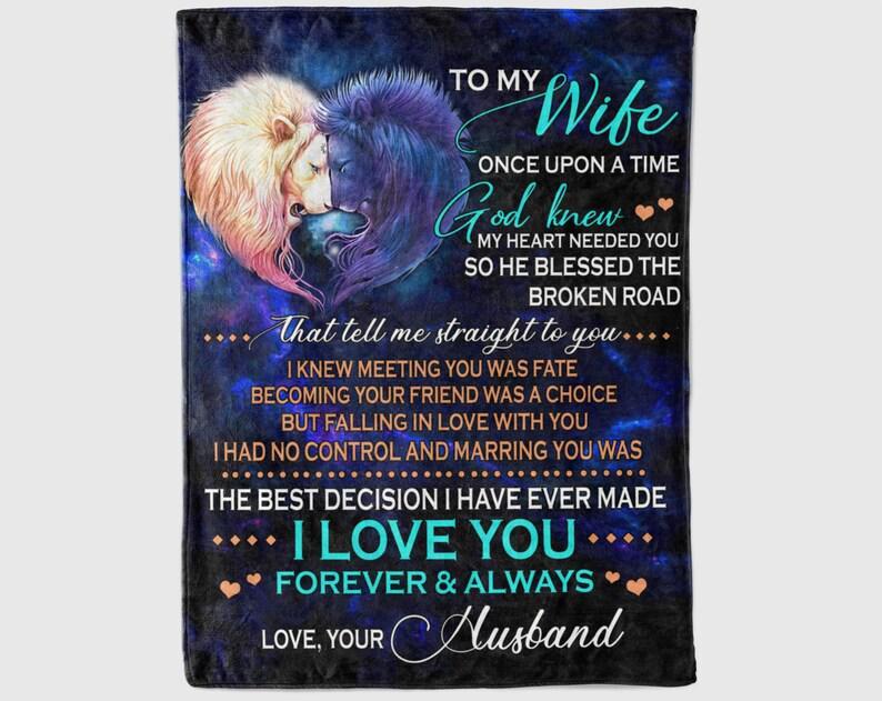 To My Wife Blanket,My Heart Needed You So He Blessed The Broken Road, Gift For Wife Family Home Decor Bedding Couch Sofa Soft And Comfy Cozy