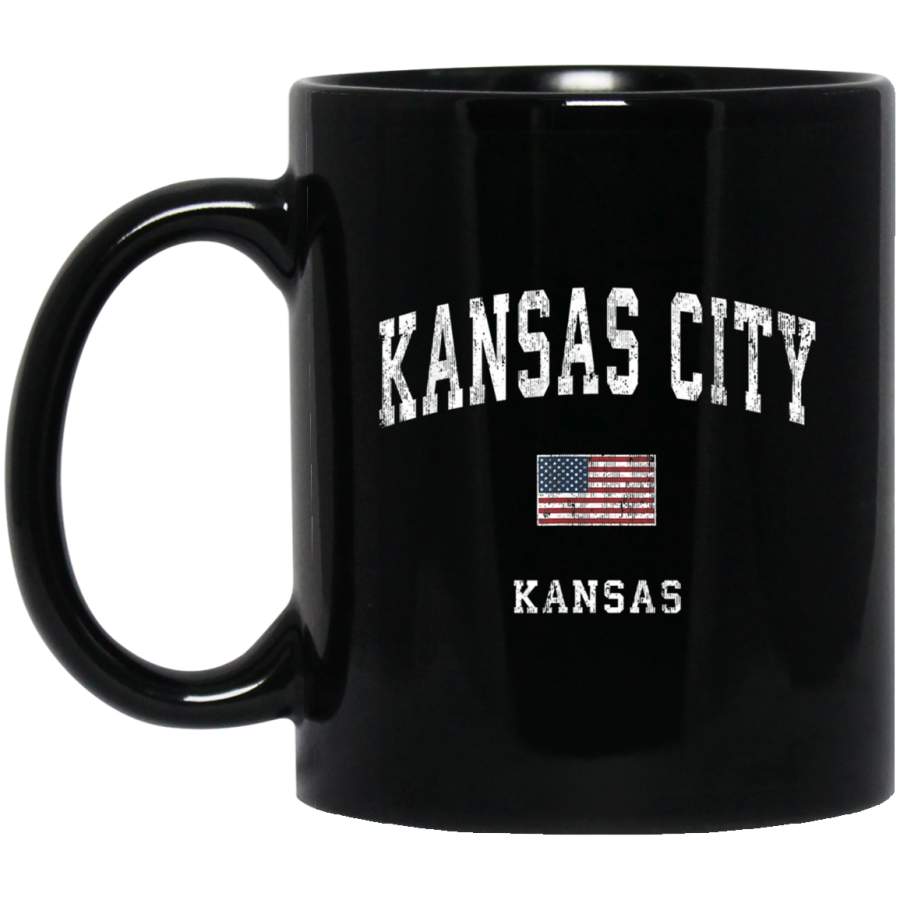 Kansas City KC Kansas KS Vintage American Flag Sports Design Mug