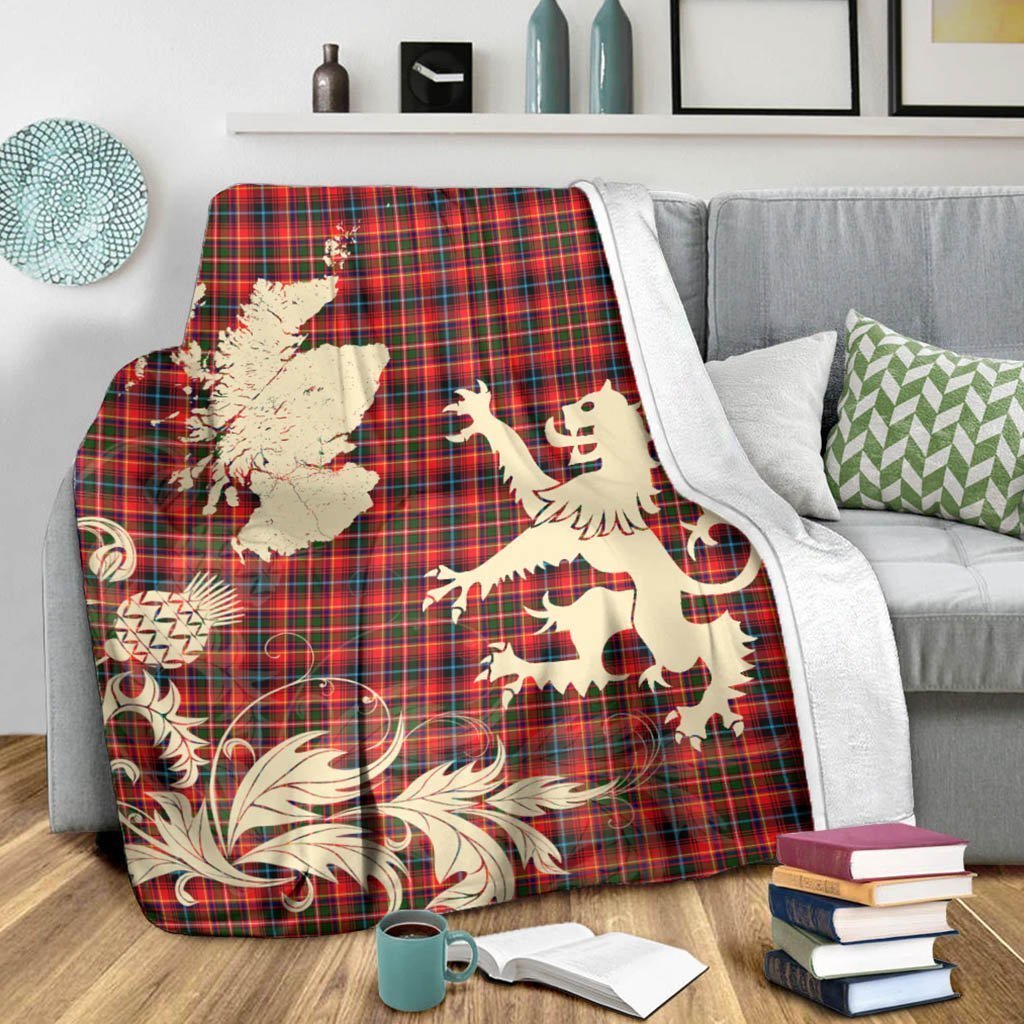 Tartan Blanket Innes Modern Tartan Scotland Lion Thistle Map Plaid Blanket