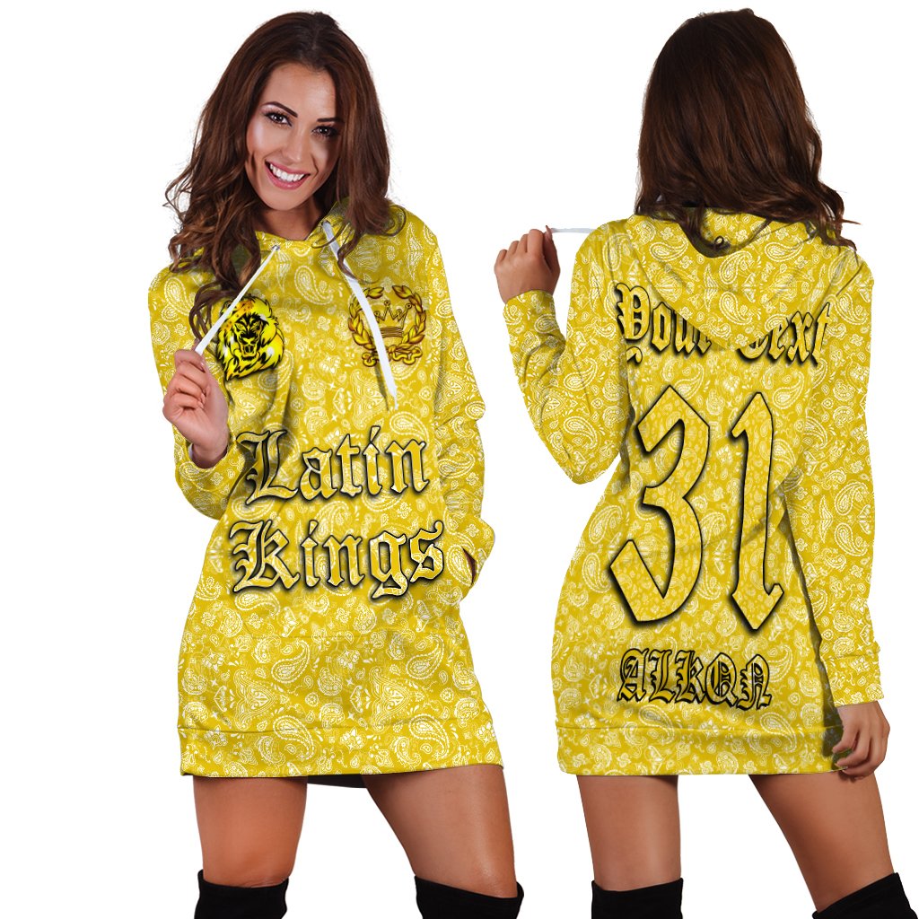 (Custom) Latin Kings Hoodie Dress Yellow Bandana A31