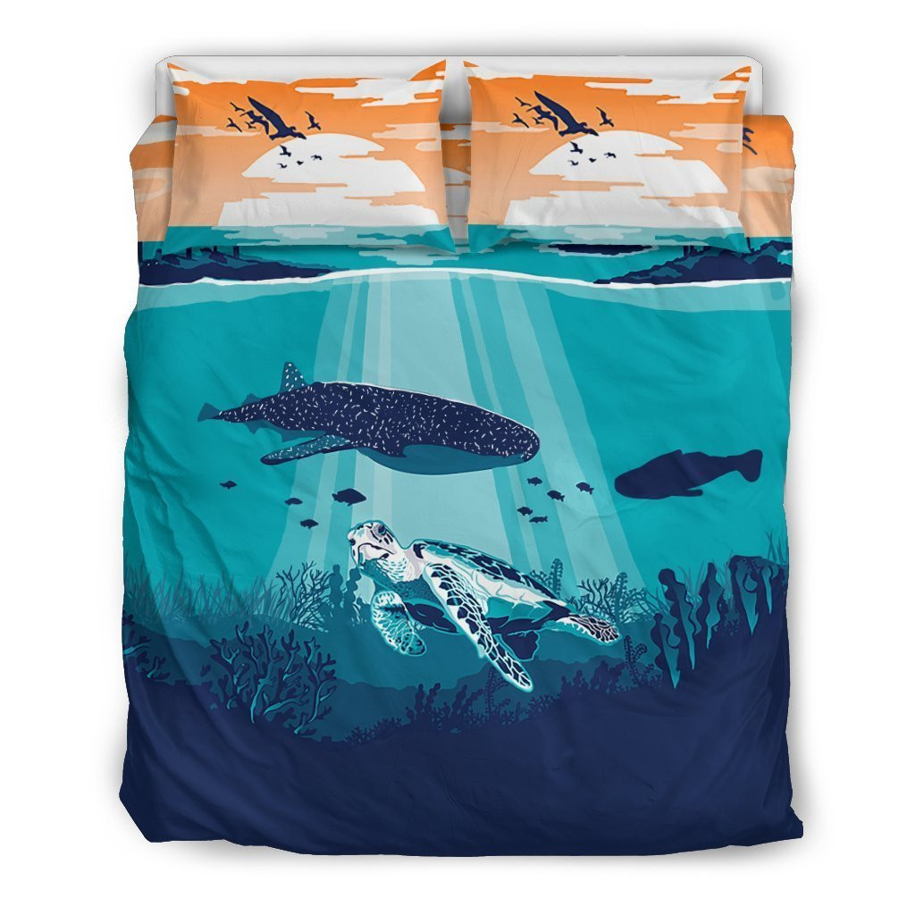 Hawaii Whale And Turtle All Over Print Bedding Set