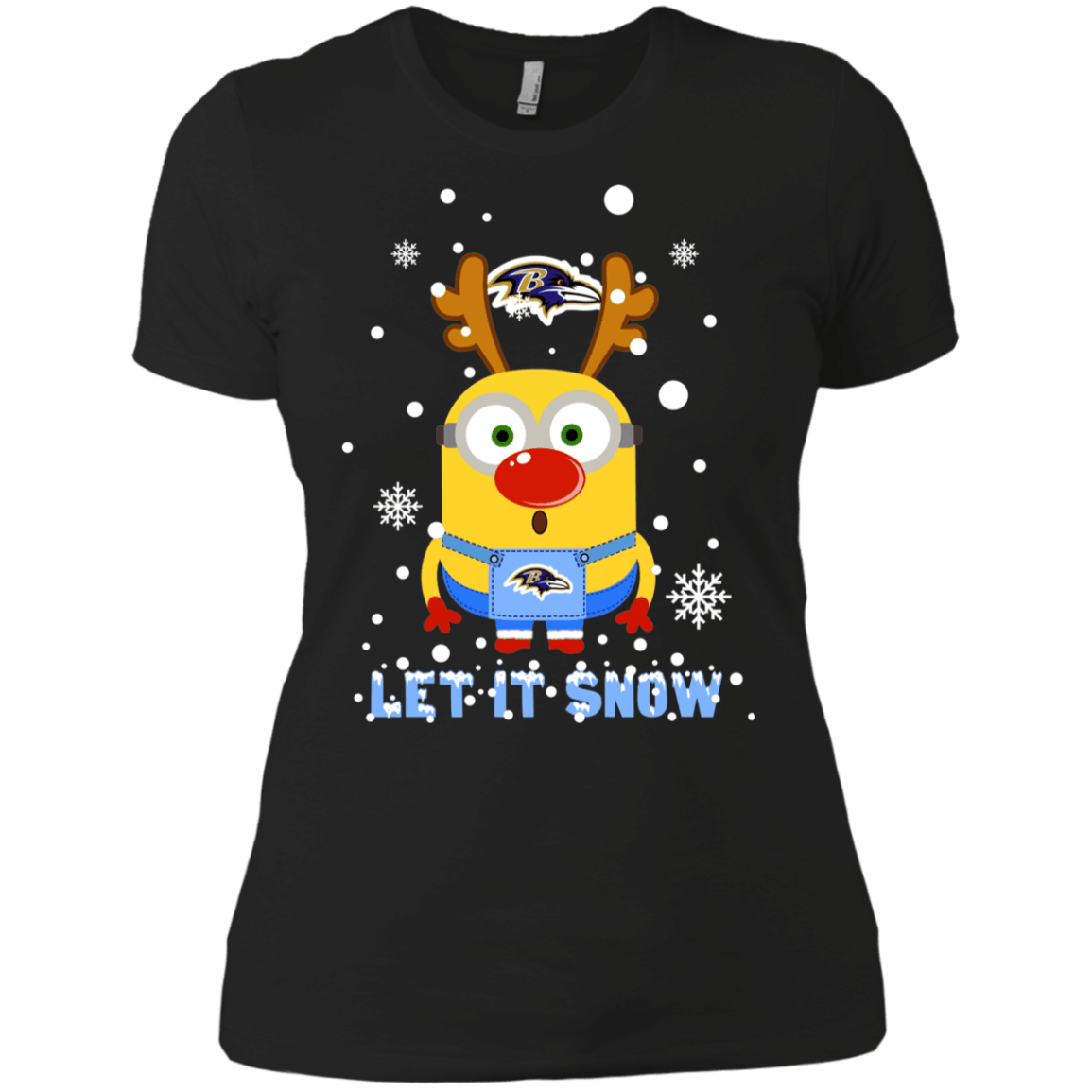 Buy Minion Baltimore Ravens Ugly Christmas Sweaters Let It Snow Women’S T-Shirt