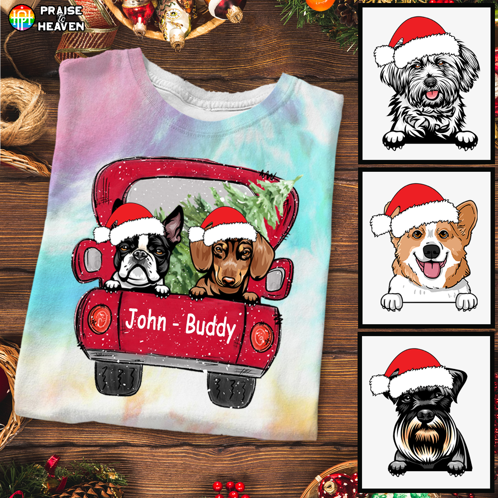 Personalized Dog Christmas Tie Dye Shirt Sweatshirt Hoodie Ap423