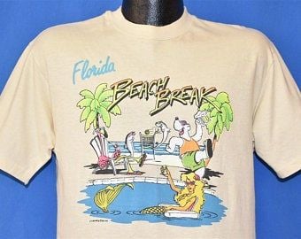 80s Florida Beach Break Mermaid T-shirt  Vintage Tee 3141