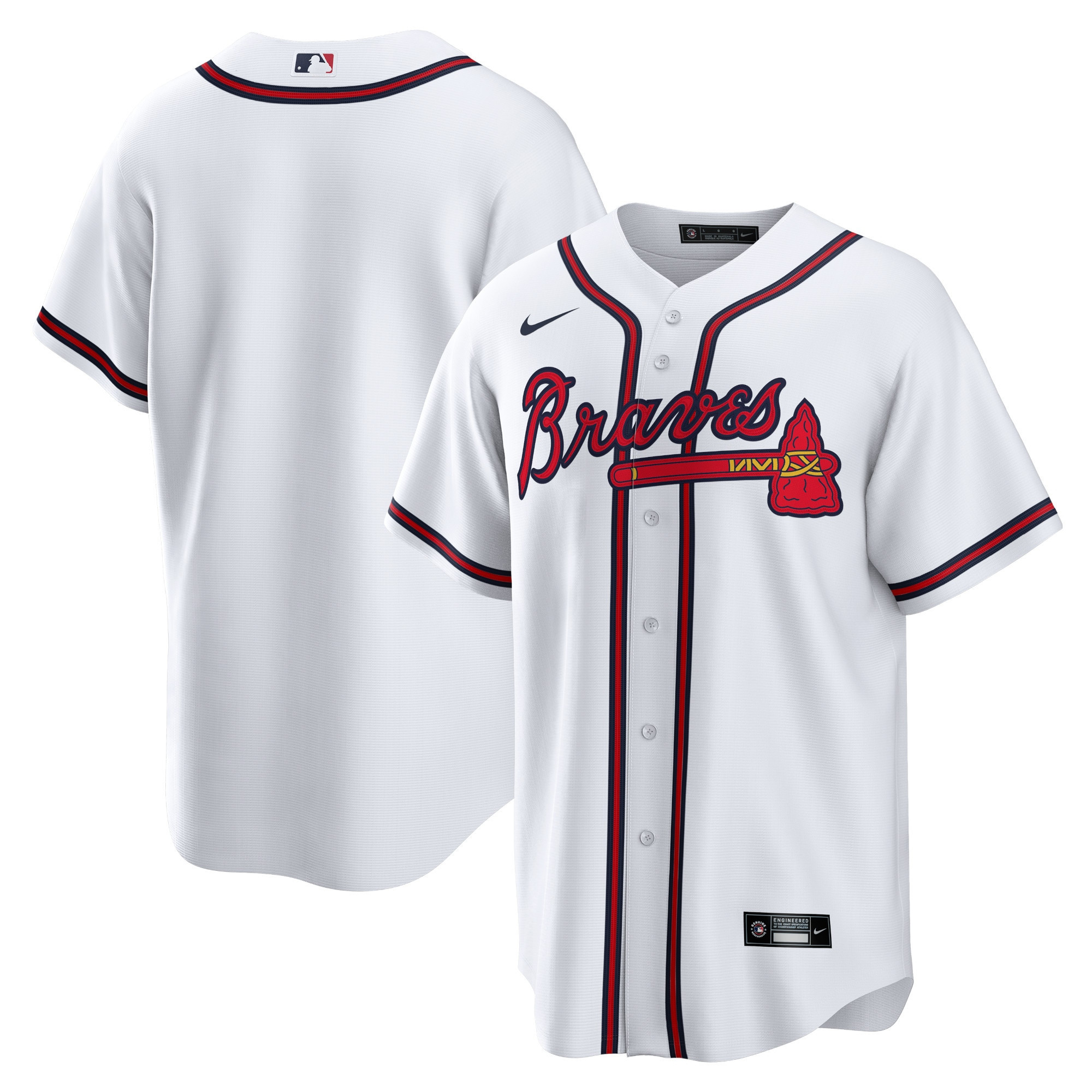 Atlanta Braves Home Blank Replica Jersey – White MLB Ver 1