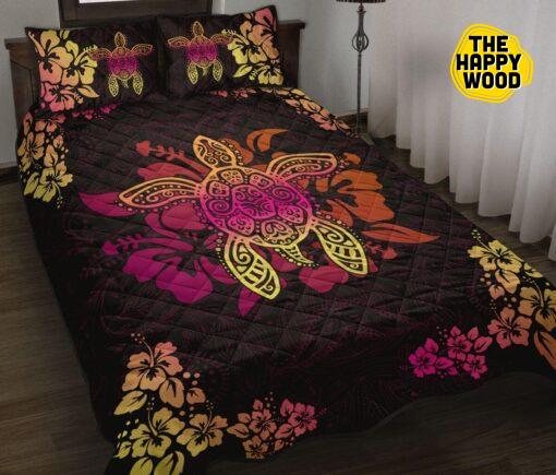 Turtle Flower Mandala Beauty Style Quilt Bed Set And Pillow Covers