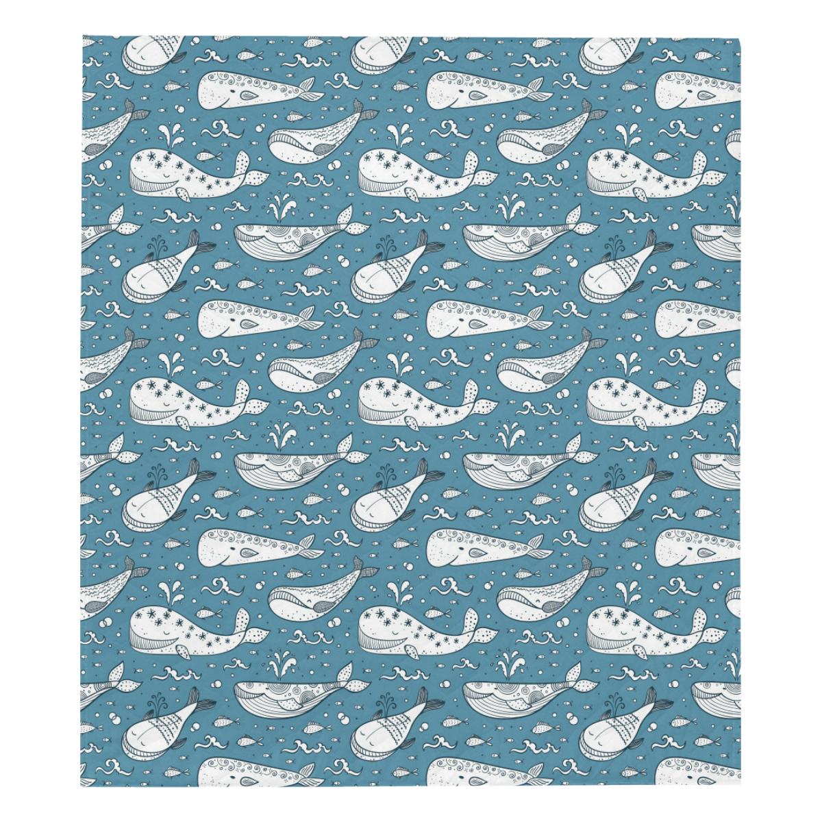 Humpback Whale Pattern Print Design 03 Premium Quilt