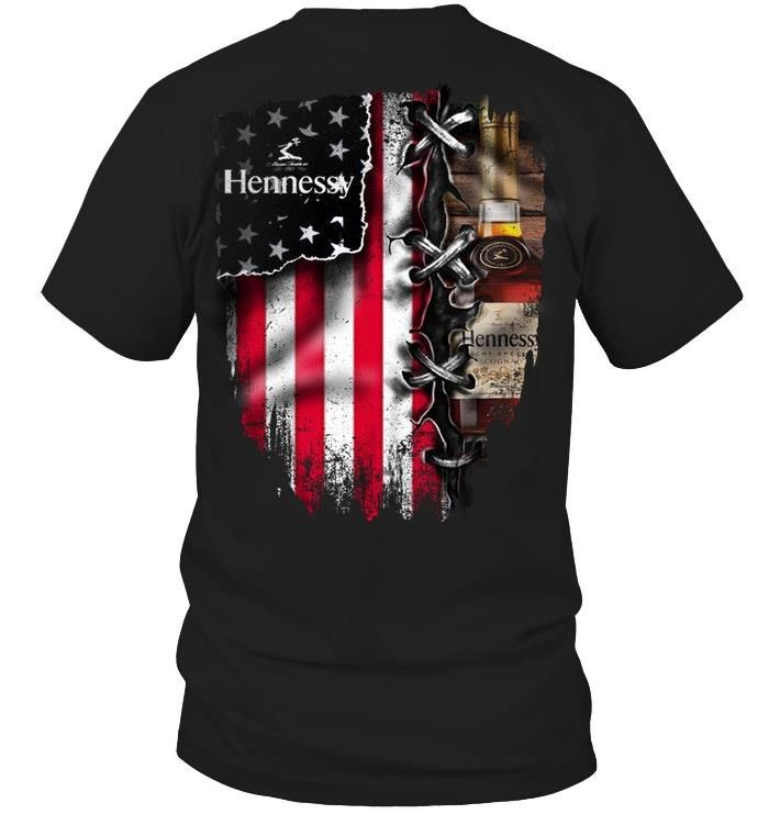 American Flag And Hennessy Cognac Whiskey Lovers Patriotic Vintage Alcohol Drinking Shirts