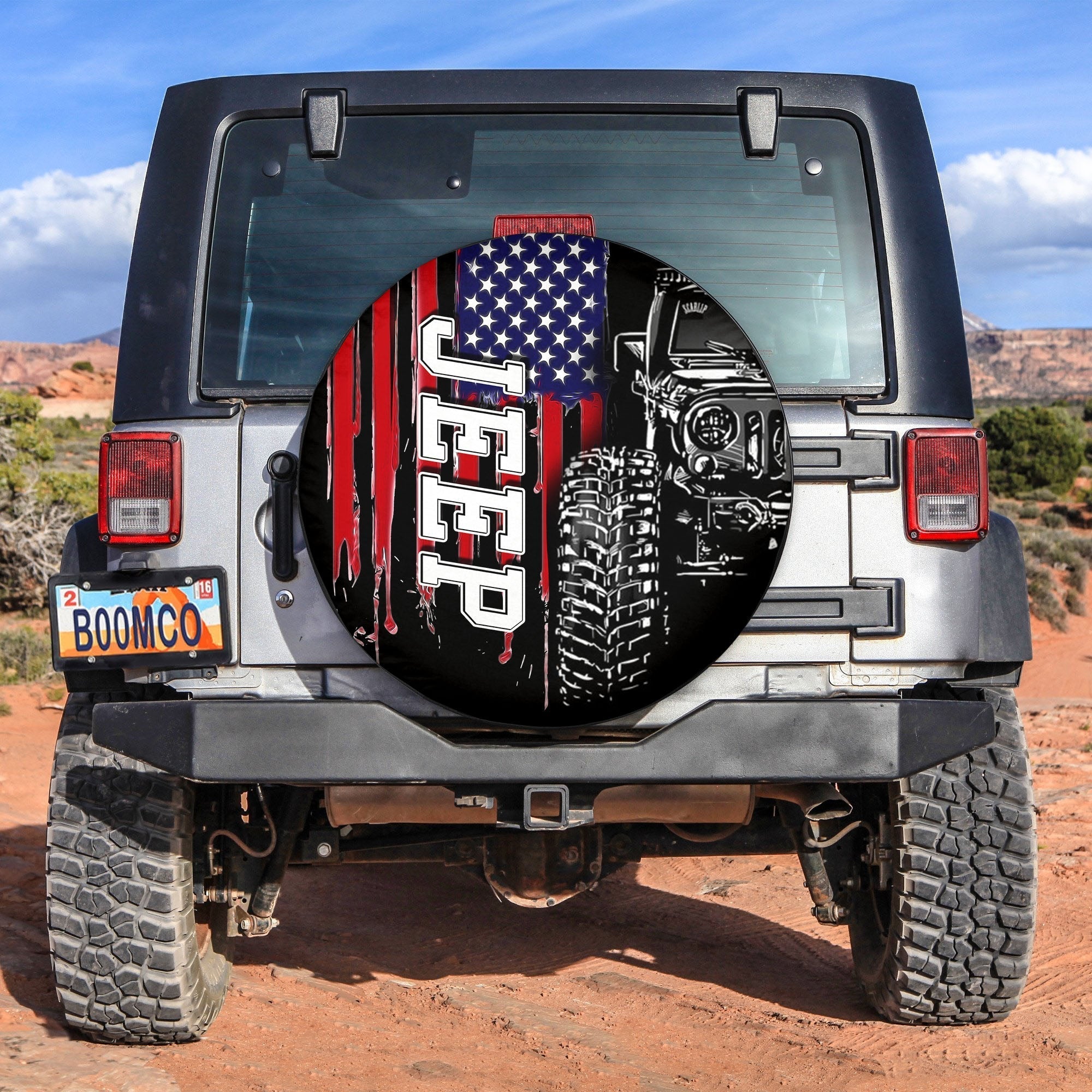 Native American Flag Mix Jeep Spare Tire Cover Lt6