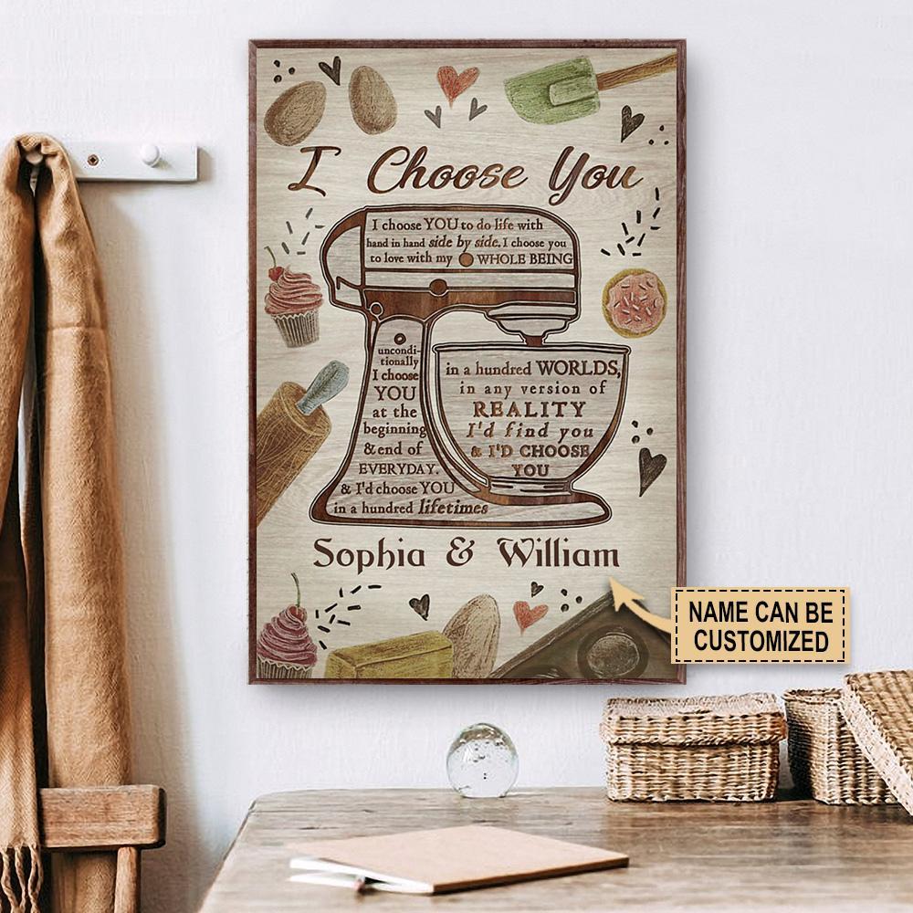 Aeticon Gifts Personalized Baking Couple I Choose You Canvas Mom Dad Gift Home Decor