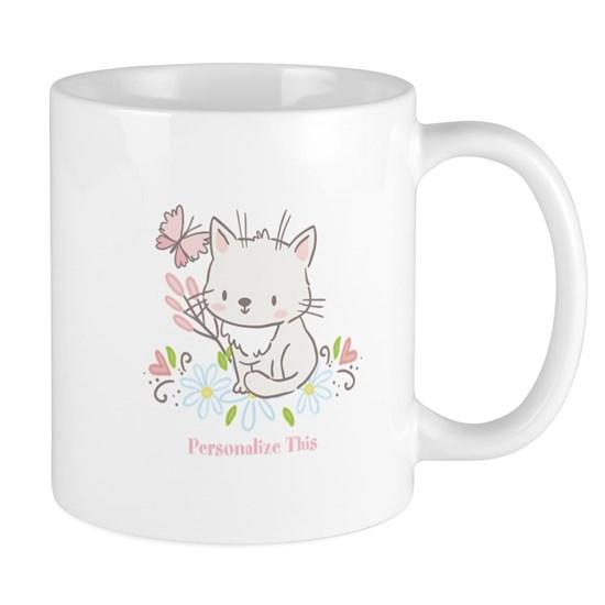 Baby White Kitten Personalized Mug