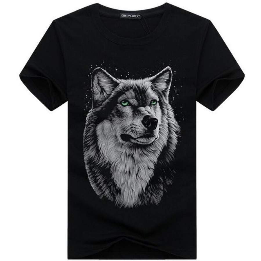 T shirt Men Summer 3D Printed Wolf Men Cotton Casual