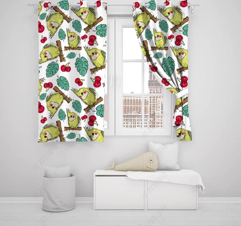 3D Hand Drawn Animal Parrot Curtains And Drapes Lqh 123