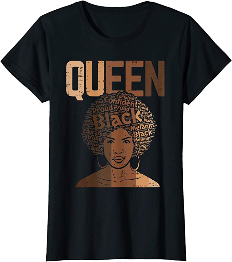 Womens Queen Black Afro Woman Melanin Poppin Pride BHM Women Gift T-Shirt