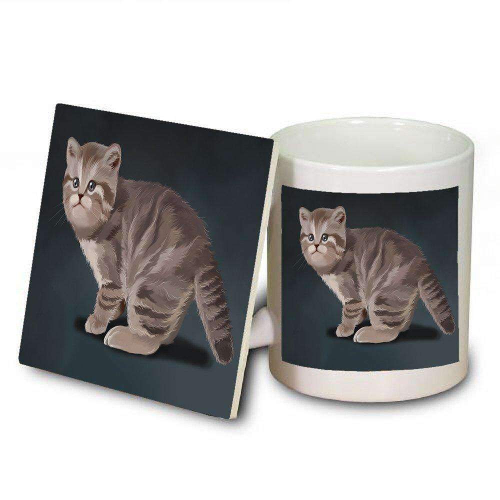 British Kitten Cat Mug And Coaster Set