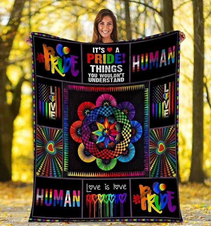 Pride Lgbt Blankets It’S A Pride Rainbow Human Lgbt Awareness Gift Sherpa Fleece Blanket