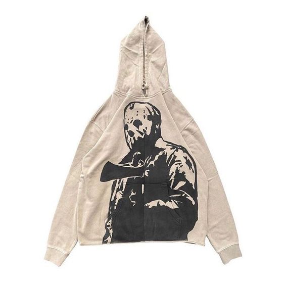 2022 High Street Goth Sweatshirt Portrait Print Hoodie Vintage Oversized Zip Jacket High Quality Harajuku Hoodie alx