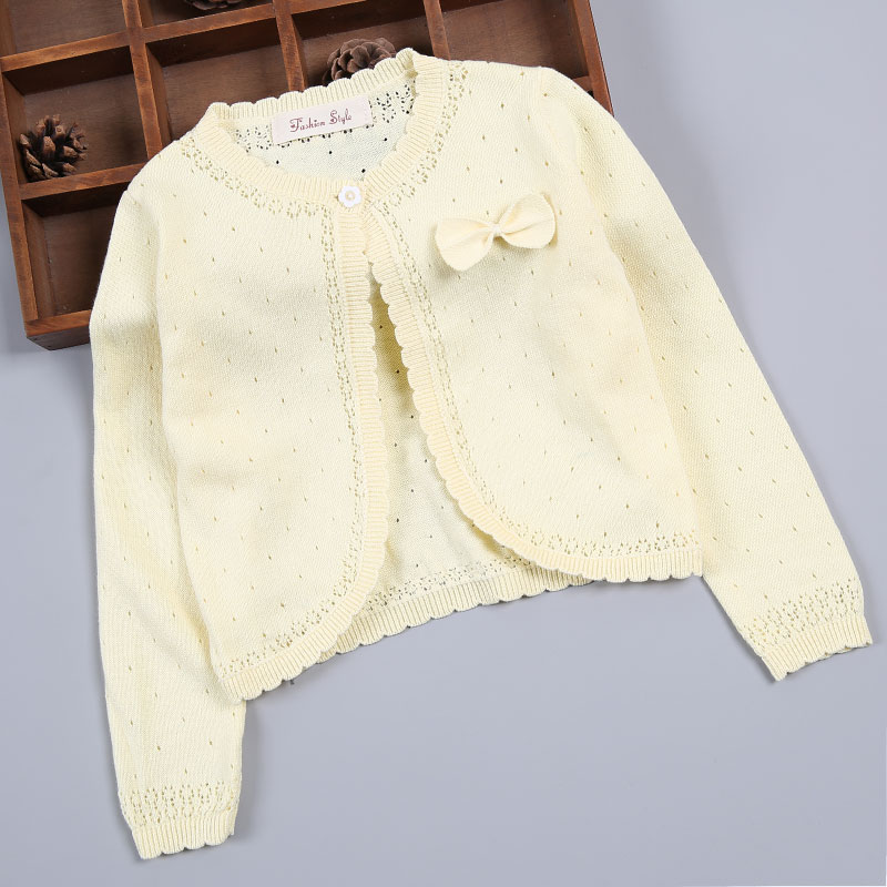 Yellow Girls Sweater Cardigan Spring Jacket Cotton Outerwear Girls Coat For 1 2 3 4 5 6 7 8 Years Old Girl Clothes 185054 alx