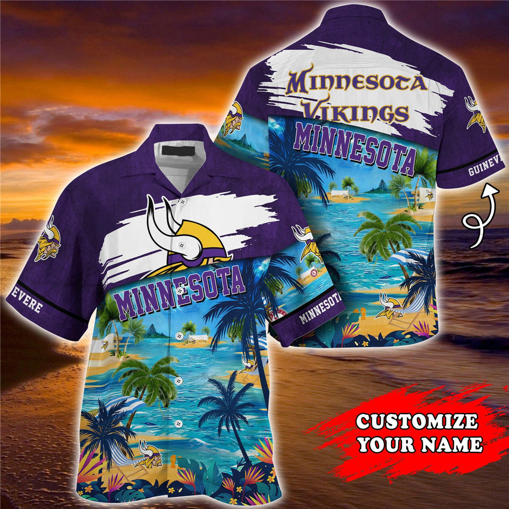 Men’S Minnesota Vikings Hawaiian Shirt Paradise Floral