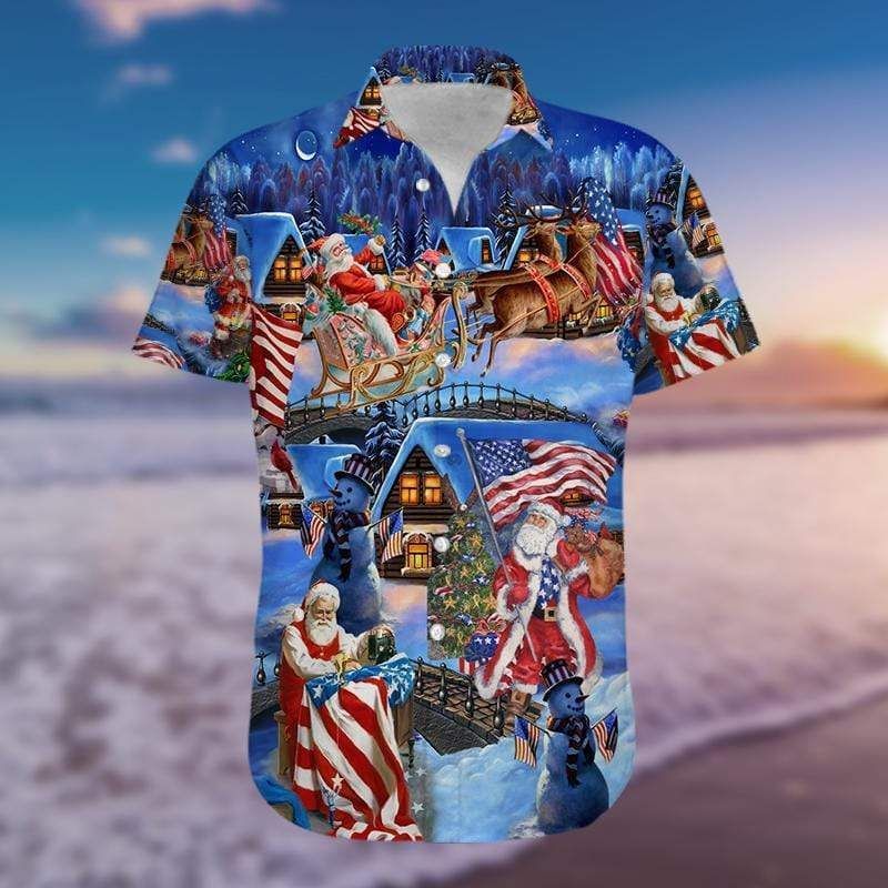 Shop Patriotic Santa Claus Hawaii Shirts Ha74332