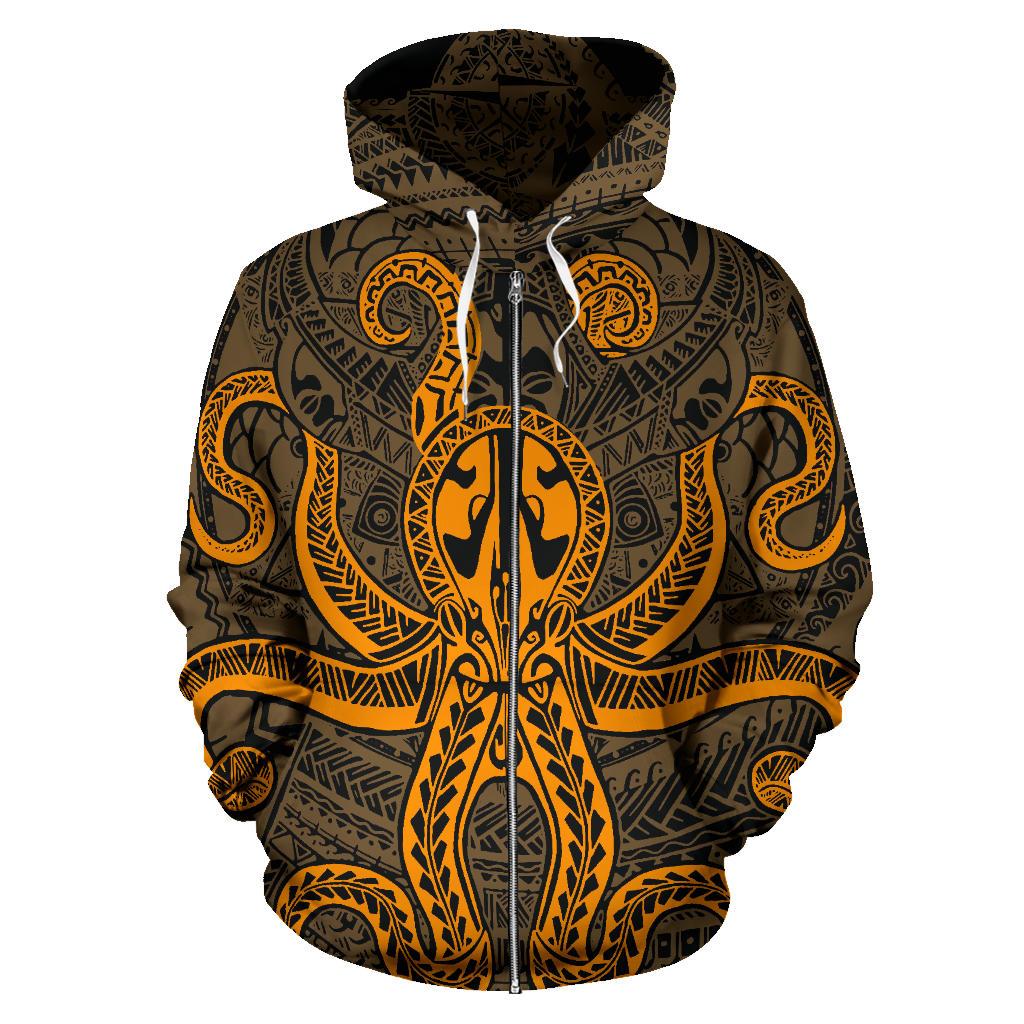 Polynesian Hoodie Octopus Tattoo (Zip) TH5