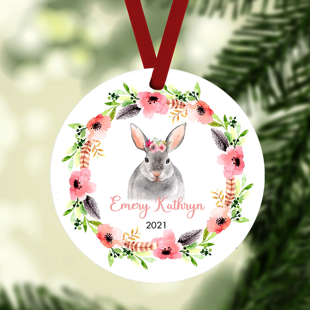 Rabbit Lovers Custom Name Ceramic Ornament