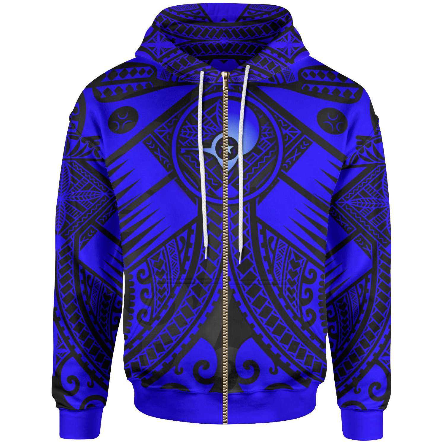 YAP Zip-Up Hoodie – Blue Seal with Polynesian Tattoo – BN18