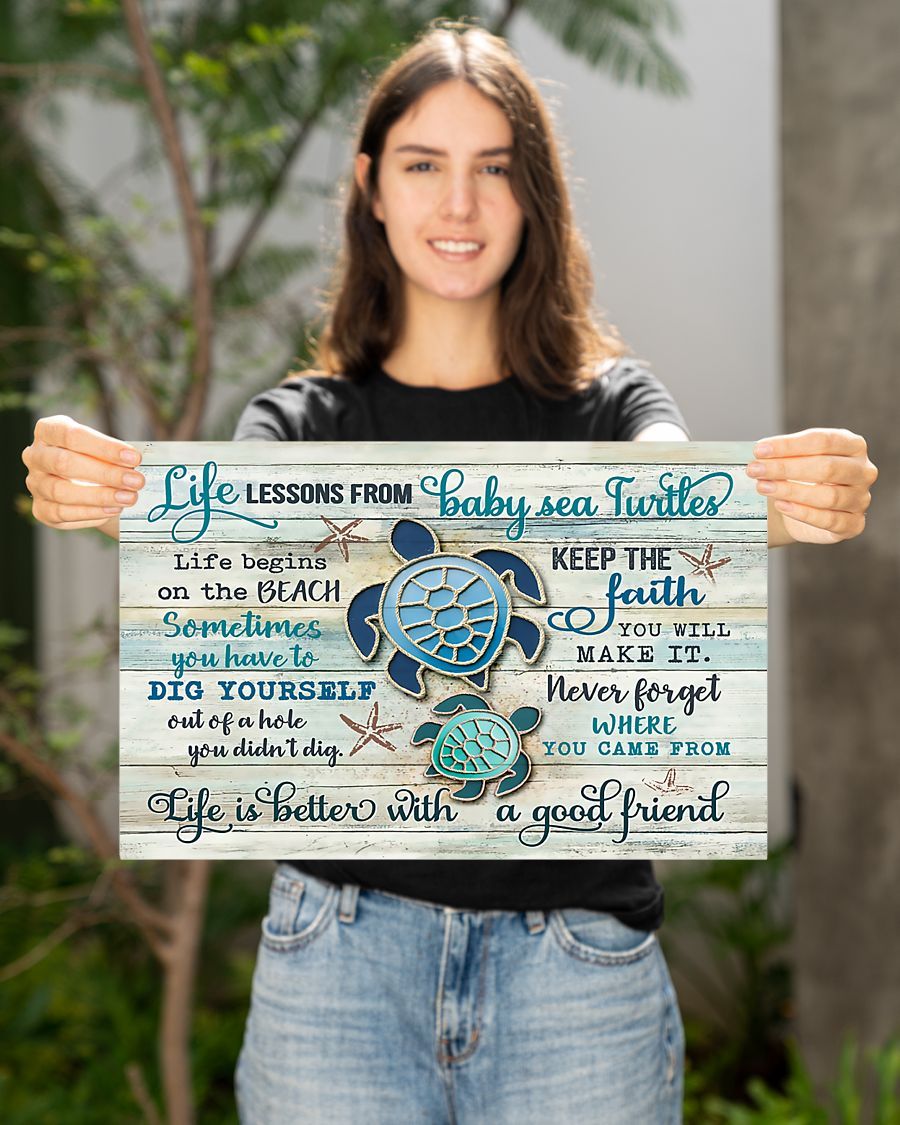 Life Lessons From Baby Sea Turtle Horizontal Canvas And Poster | Wall Decor Visual Art