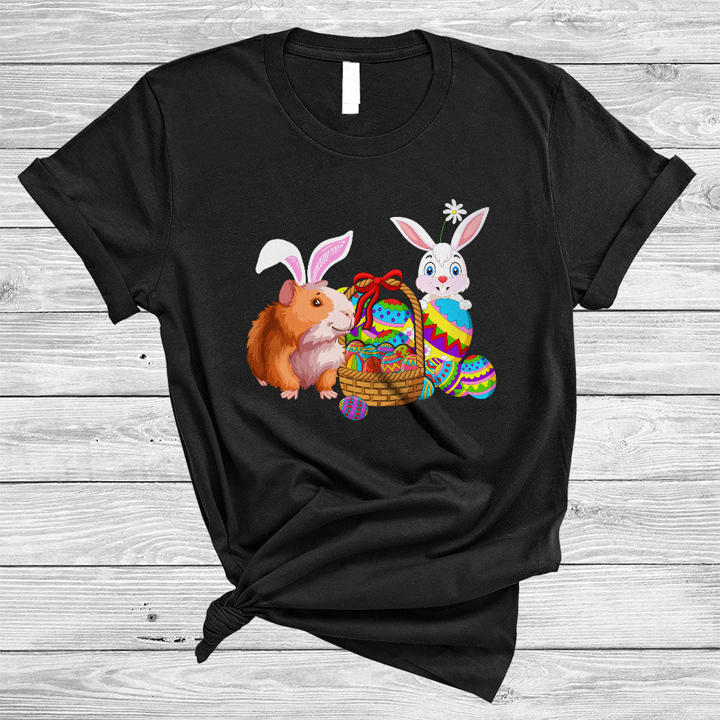 Bunny Guinea Pig With Easter Egg Basket Cute Happy Easter Day Bunny Pet Lover Gifts T-Shirt