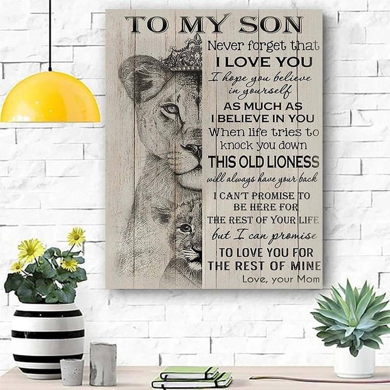 & Canvas | To My Son Never Forget I Love You, Mom And Son Canvas, Lion Son Canvas, Wall Art, Jesus Wall Art, Home Decor, Gift For Him