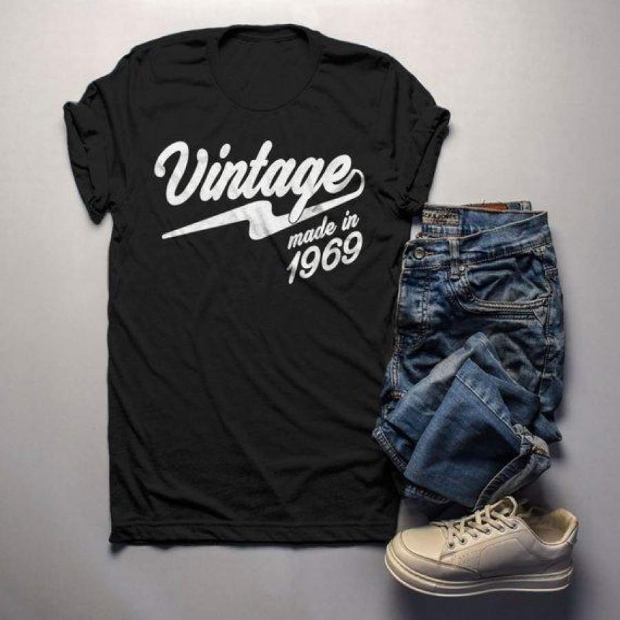 Men’s Vintage T Shirt 1969 Birthday Made In Shirt 50th Birthday Tee Retro Gift Idea Vintage Tee