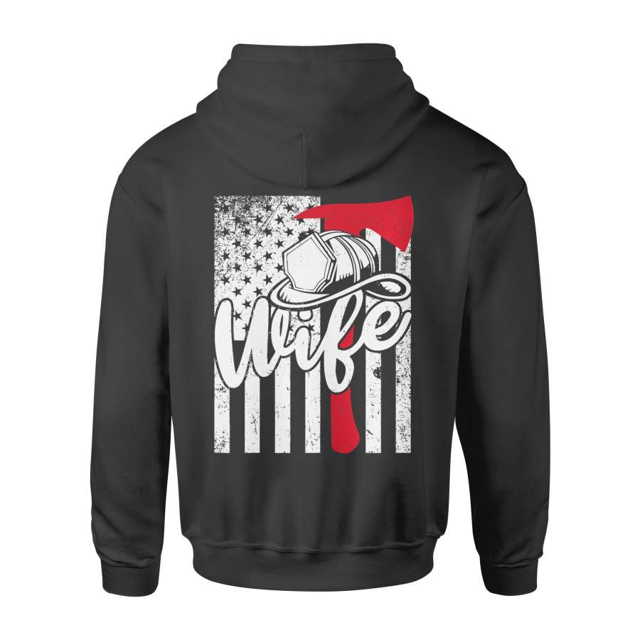 Womens Firefighter Wife shirt Proud of a Firemans Wife Thin Red Line Design Hoodie Valentines shirts for Wife