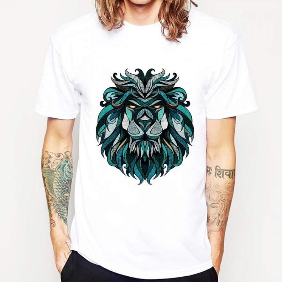 2017 Summer men Novelty T shirt Fashion Animal Lion Design Tops Hot Sales Tee Shirts