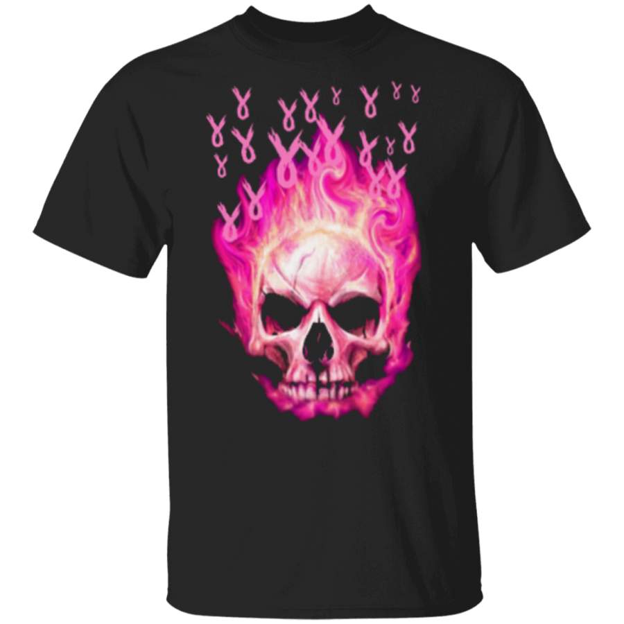 Breast cancer awareness fire skull Trending T-Shirt