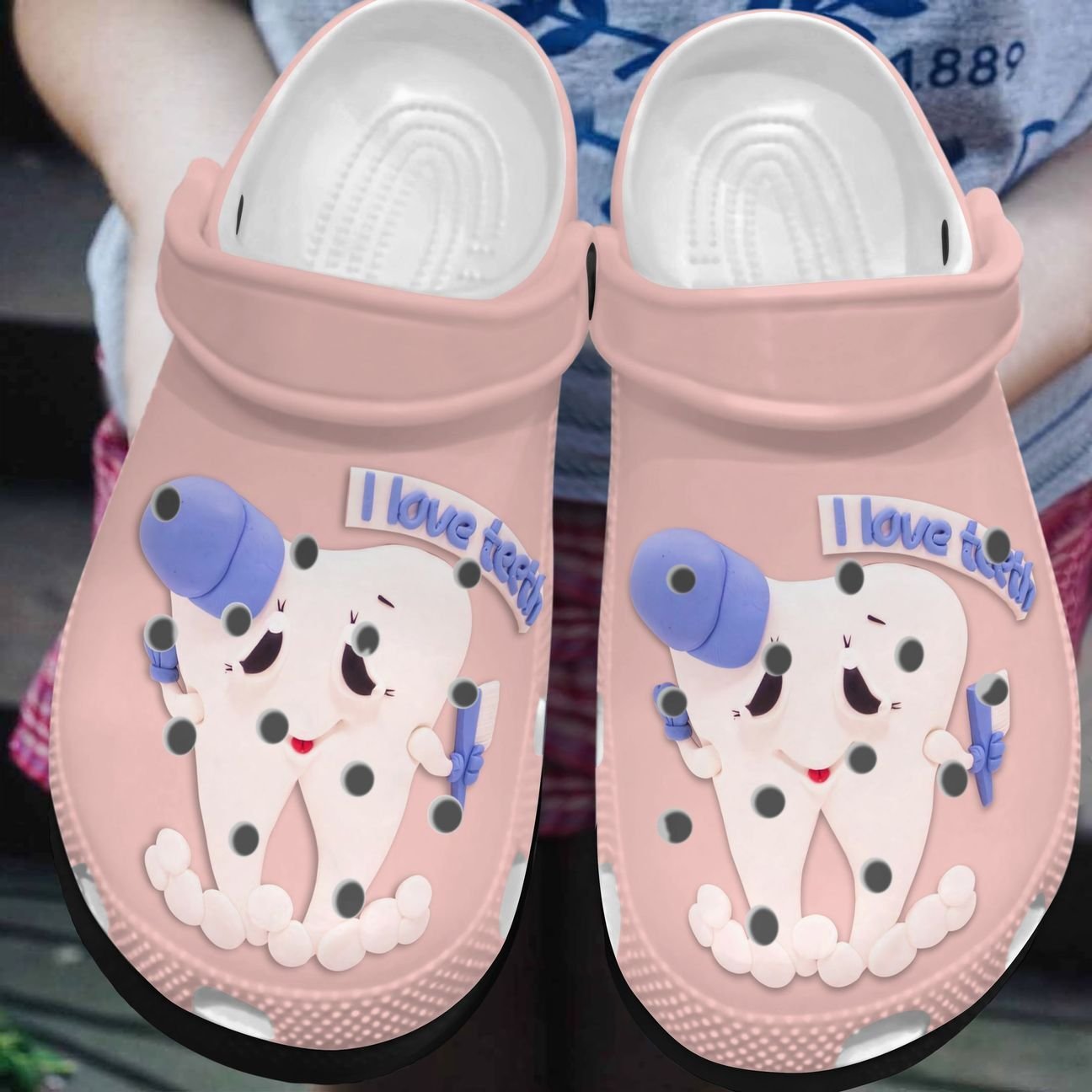 Dentist Personalized Clog, Custom Name, Text, Color, Number Fashion Style For Women, Men, Kid, Print 3D I Love Teeth