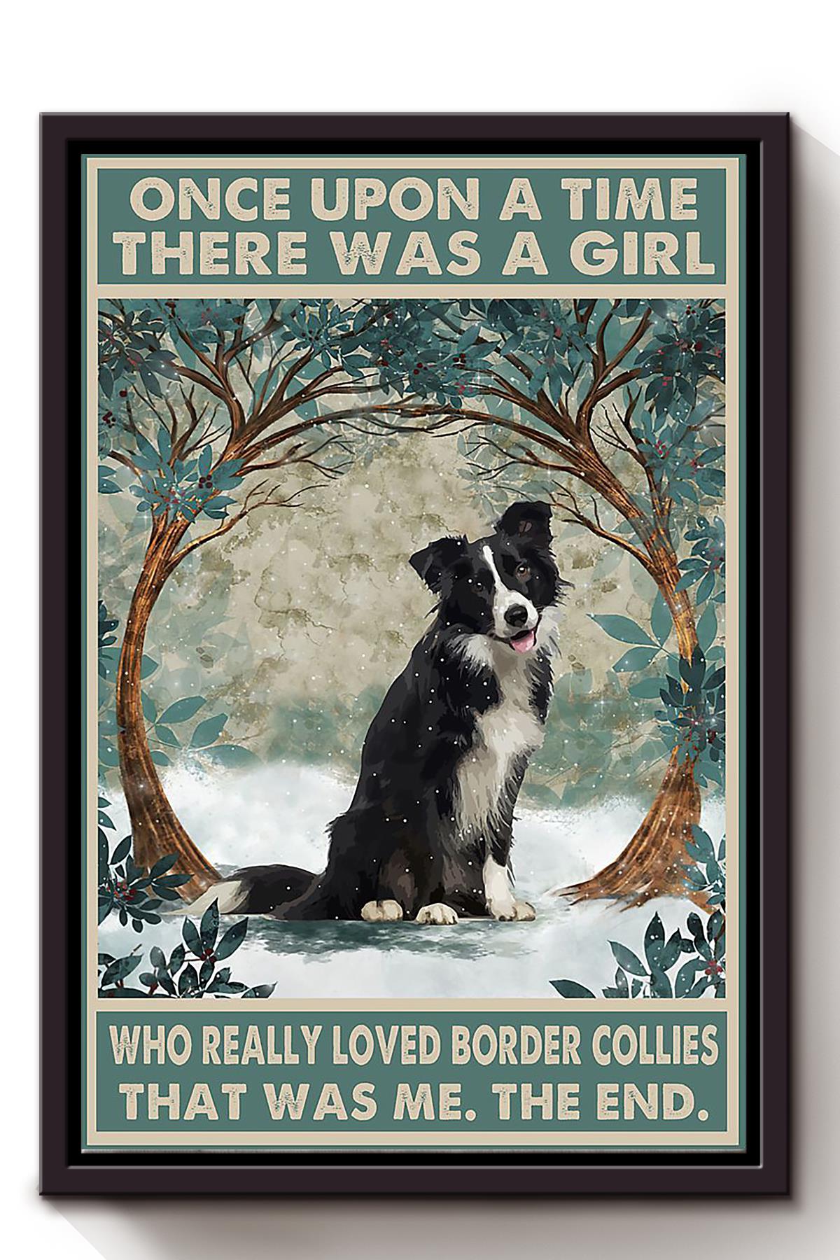 Border Collie Once Upon A Time Dog Wall Art For Home Decor Dog Lovers Gift Framed Matte Canvas