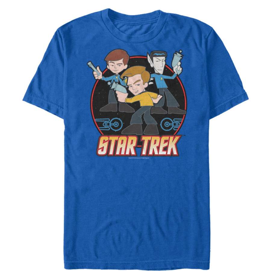 Star Trek Men’s Cool Cartoon Trio  T Shirt