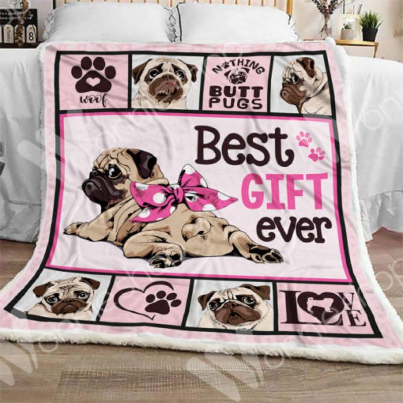 Pug Dog Sherpa Blanket OCT0101 73O47