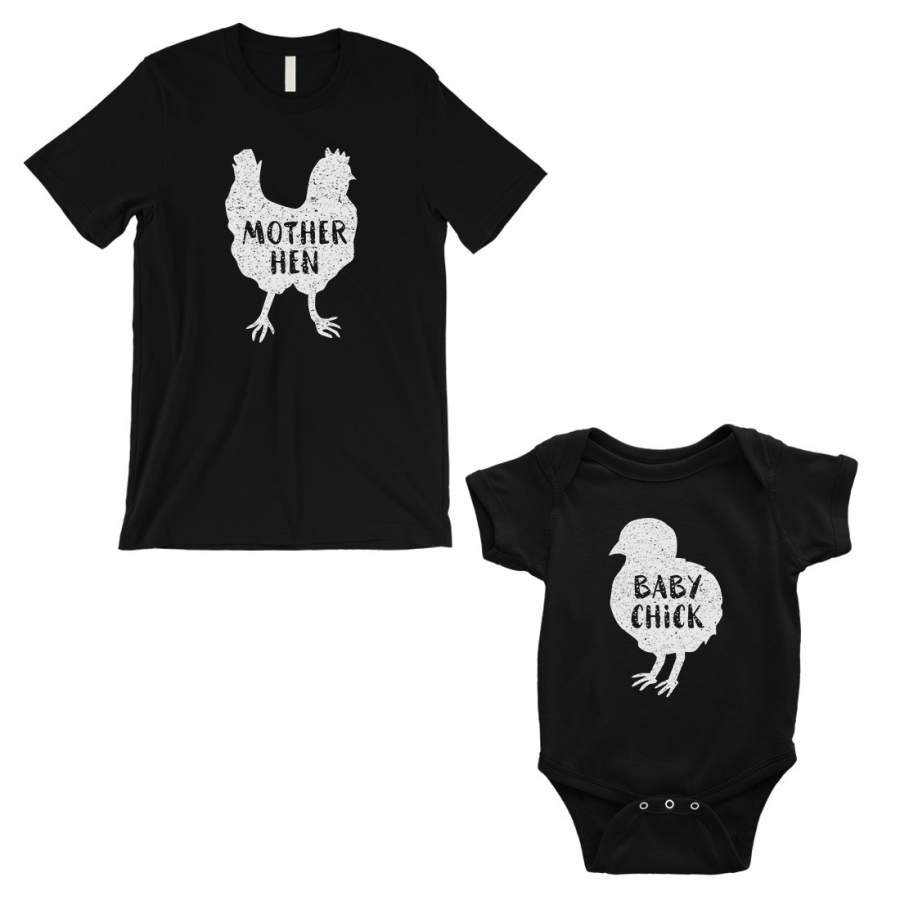 Mother Hen Baby Chick Matching Shirts Black Funny Mother’s Day Gift