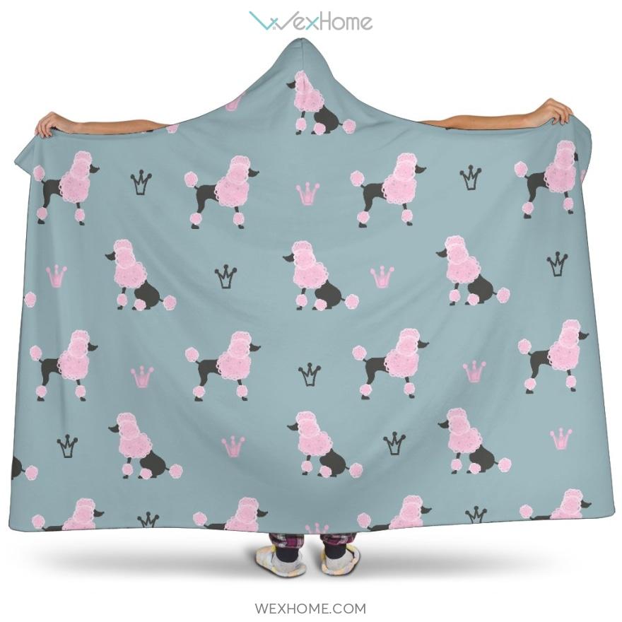 Poodle Dog Pattern Hooded Blanket