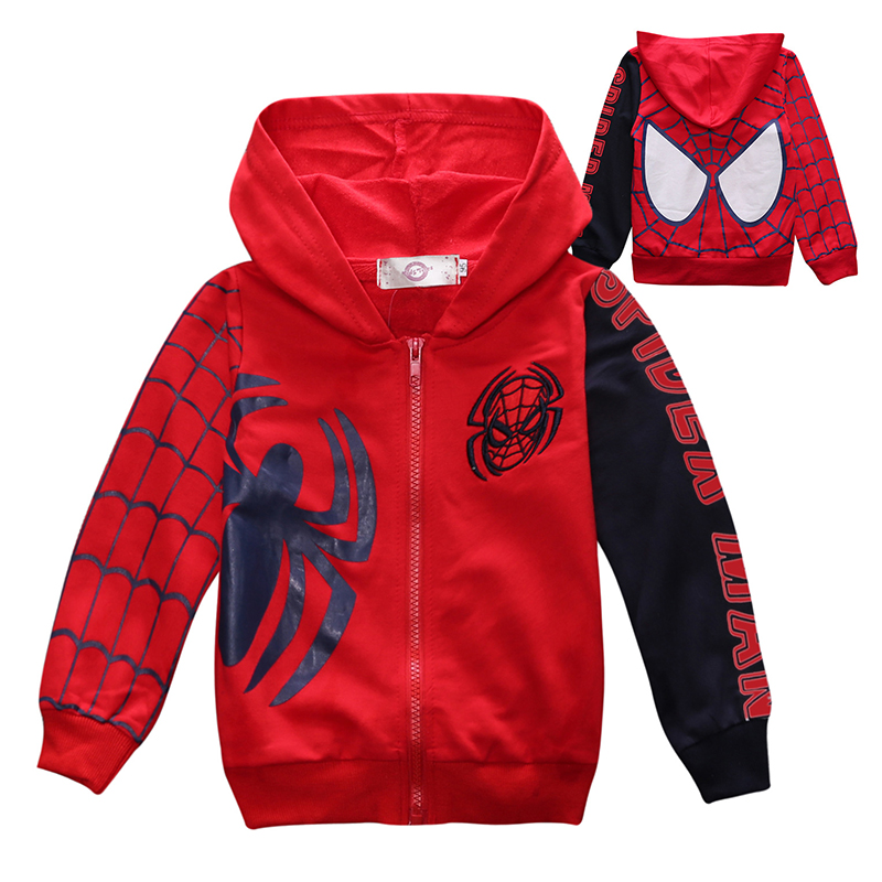 Spring Summer Cartoon Spiderman Baby Boy Hoodie Sweater Jackets Children Zip Coats Sweatshirts Kids Cotton Sports Tops Clothes alx