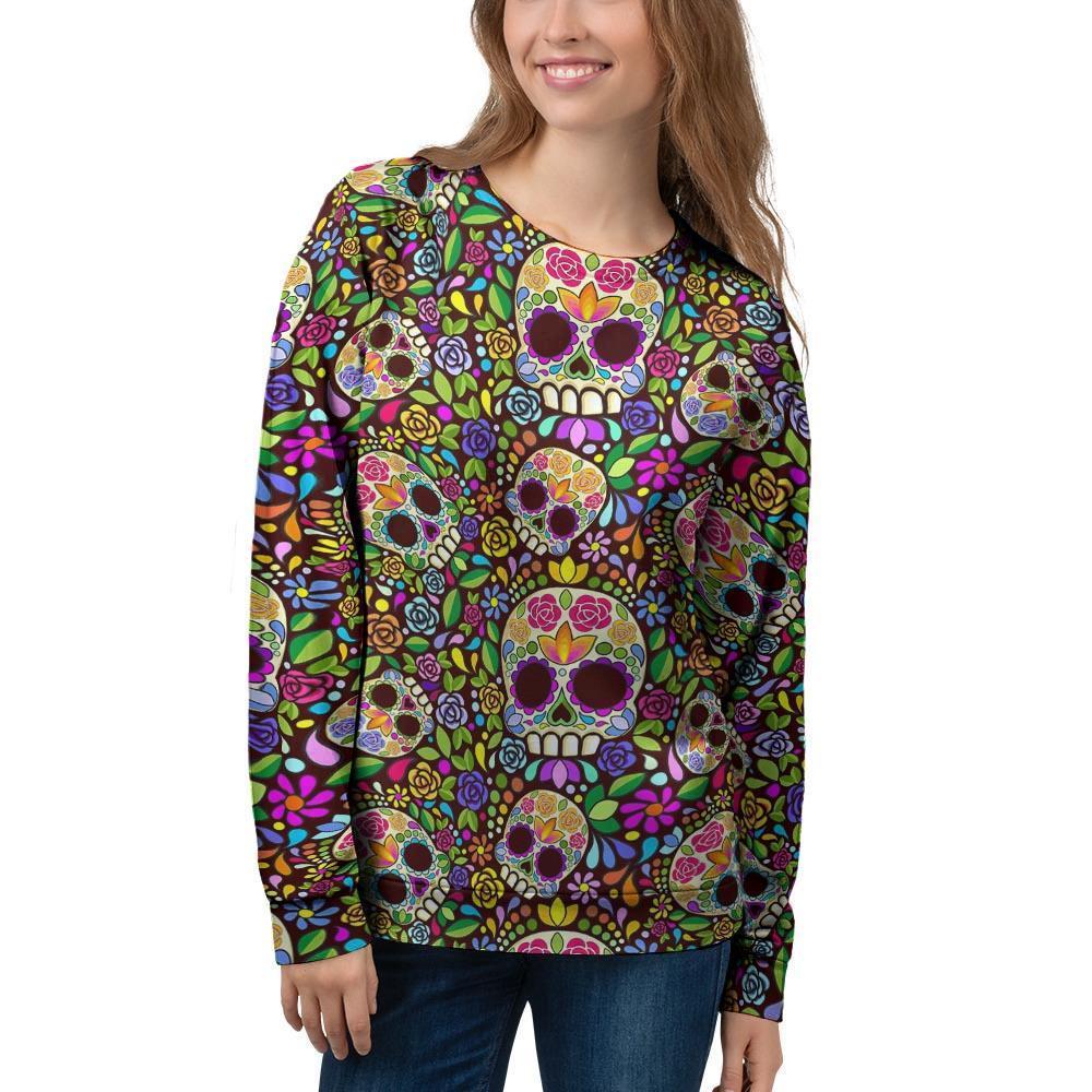 Sugar Skull Mexican Floral Women’S Sweatshirt