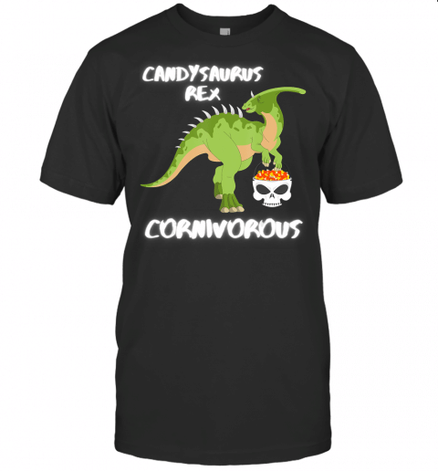 Candysaurus Rex Stegosaurus Dinosaur Halloween Candy Corn T Shirt