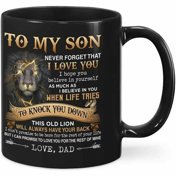 To My Son Lion Mug For Son From Dad Novelty Mug