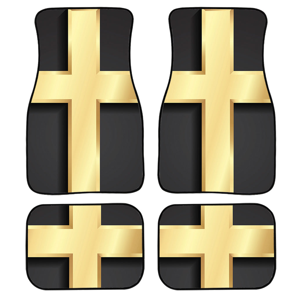 Classic Golden Cross Print Front And Back Car Floor Mats, Front Car Mat