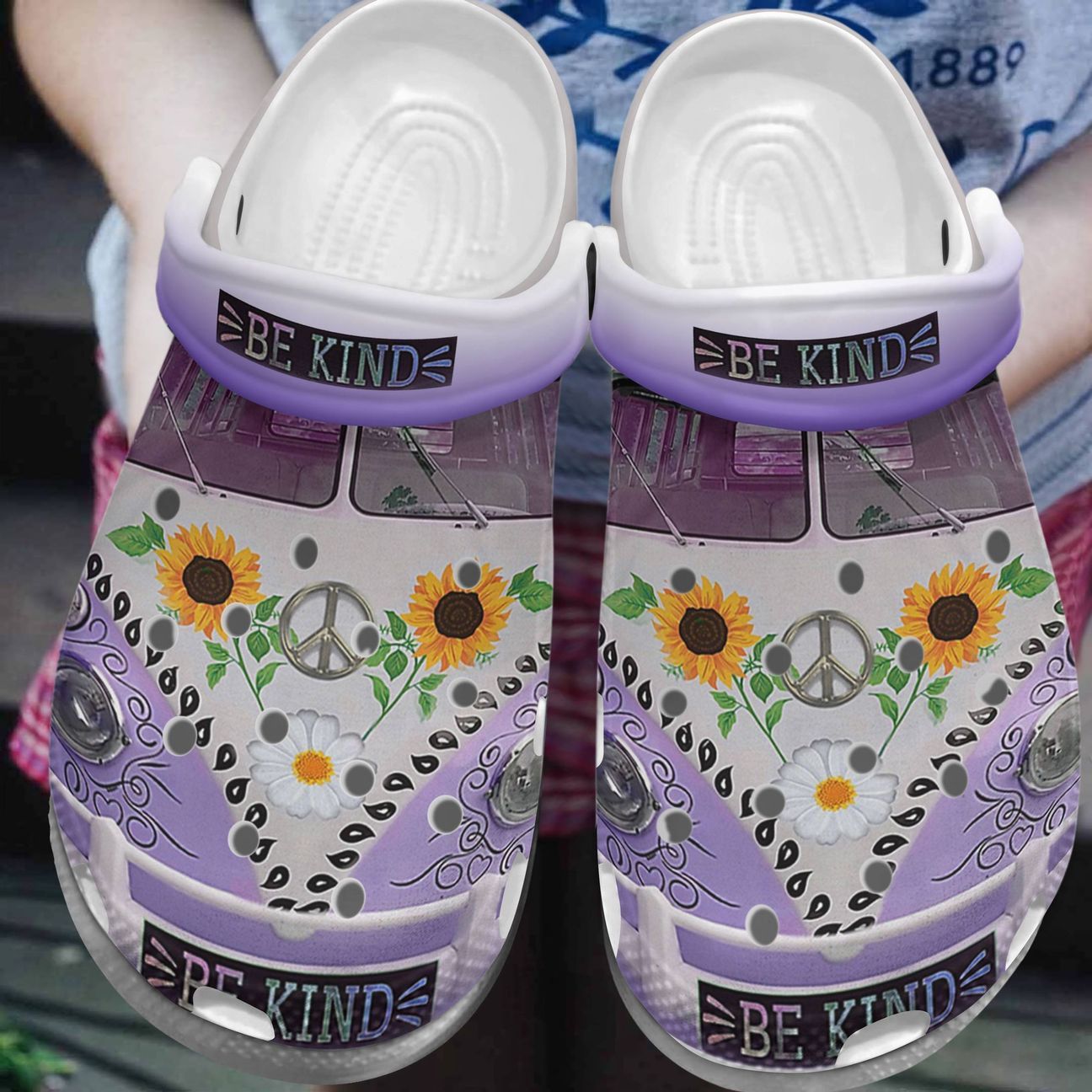 Hippie Personalized Clog, Custom Name, Text, Color, Number Fashion Style For Women, Men, Kid, Print 3D Purple Car